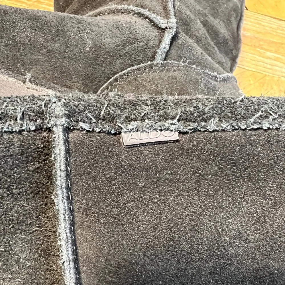 ALDO Black Suede Tall Winter Boots Women's Size 38 (7.5-8) Warm‎ Cozy Fur Lined